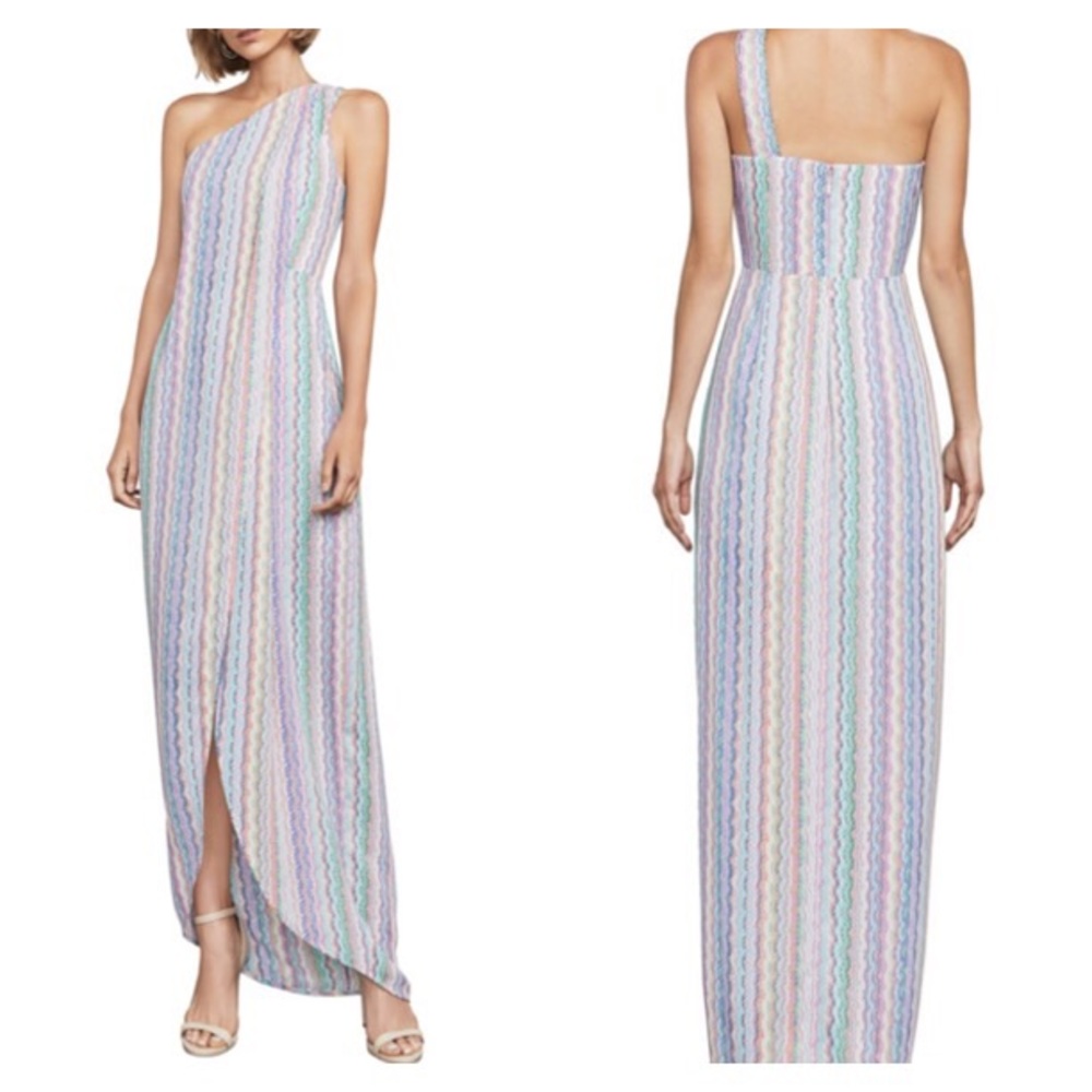 BCBGMAXAZRIA Dries one-shoulder high slit gown